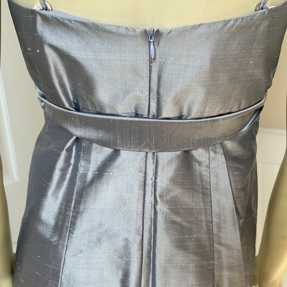 SIRI Women’s Silk Strapless Hepburn Silver Gray A-Line Sheath Dress 6 - Picture 6 of 13